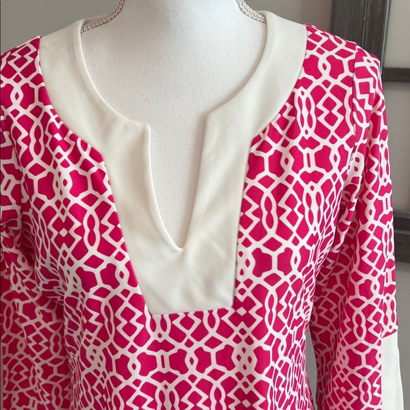 Jude Connally Holly Dress Pink white geometric tunic dress M Medium - Picture 6 of 16
